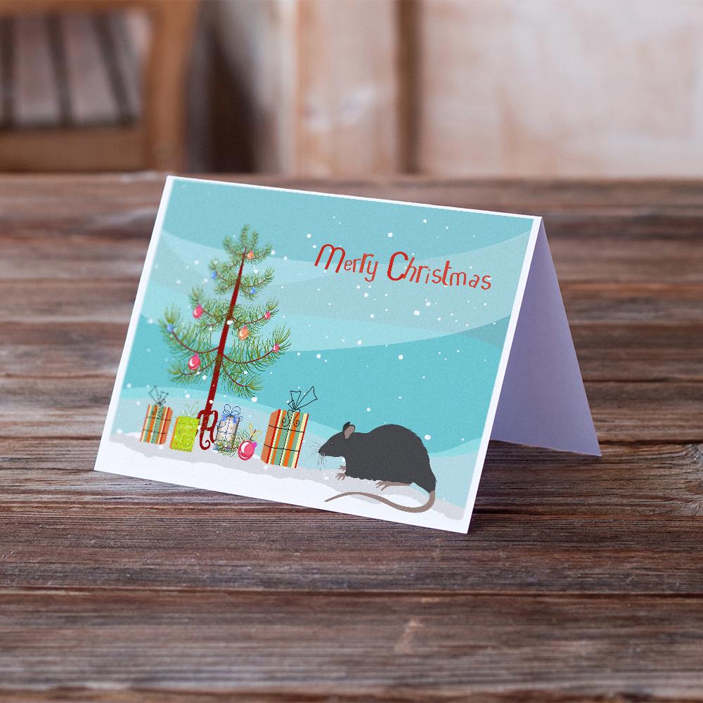 Black Rat Merry Christmas Greeting Cards Pack of 8 Blank Cards with Envelopes Whimsical A7 Size 5x7