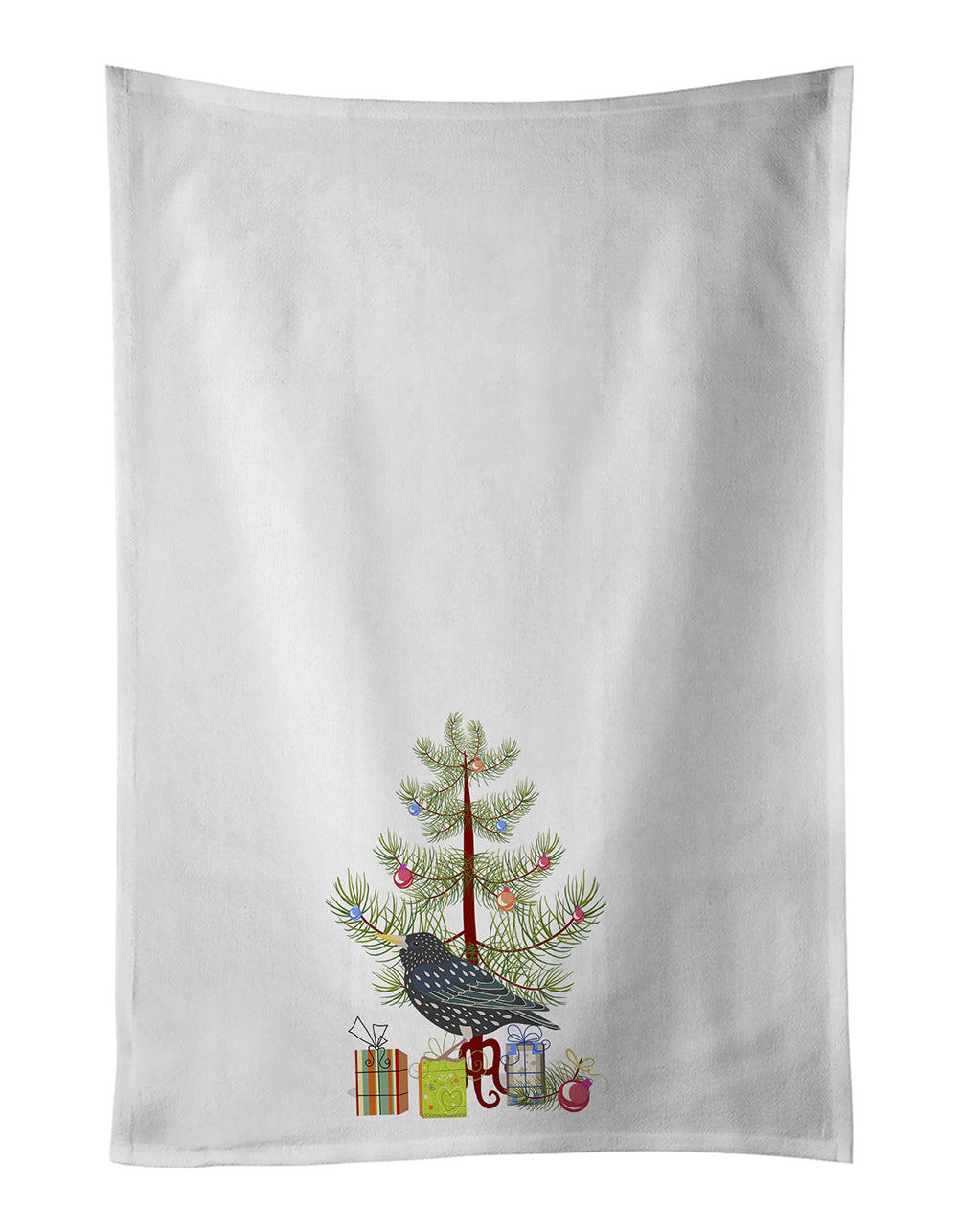 Starling Merry Christmas Kitchen Towel Set of 2 White Dish Towels Decorative Bathroom Hand towel for Hand, Face, Hair, Yoga, Tea, Dishcloth, 19 X 28", White