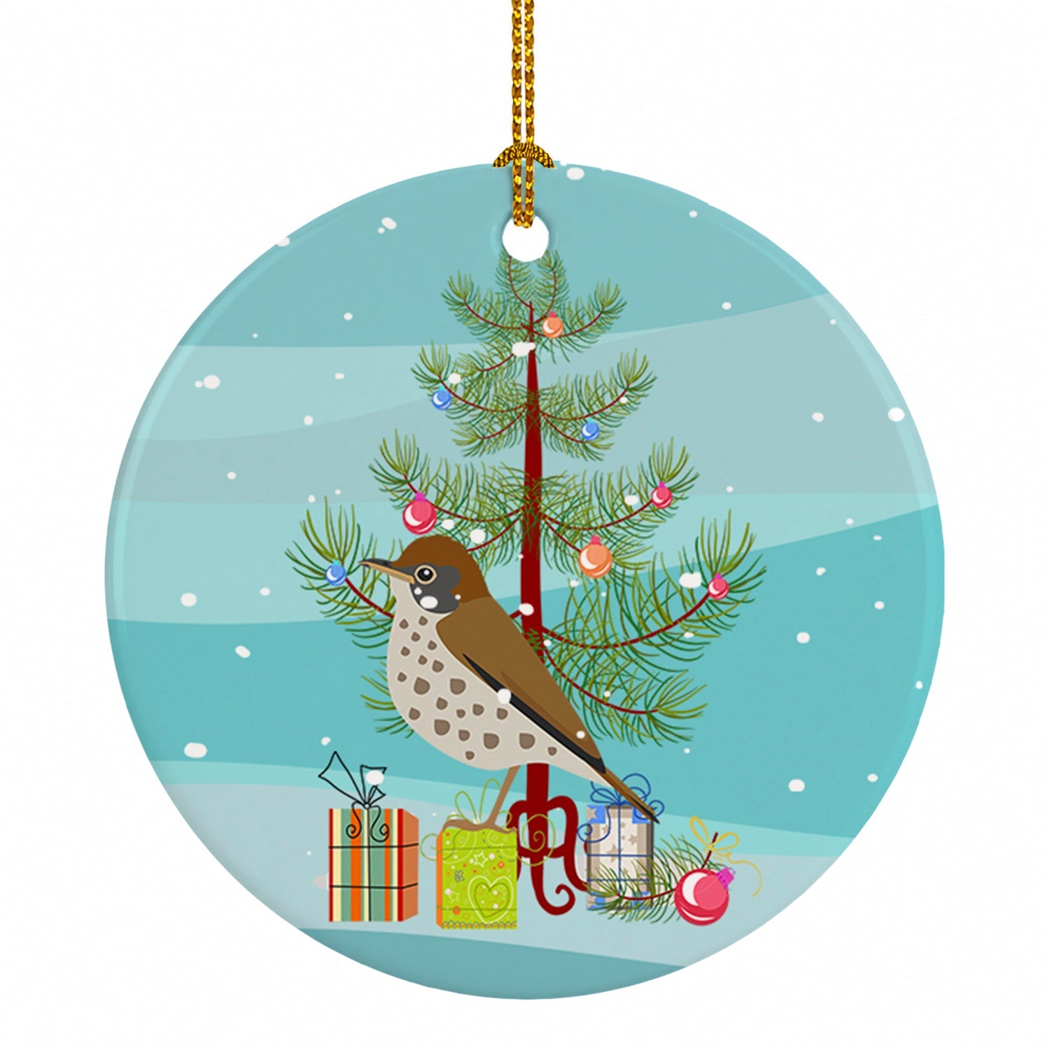 Thrush Merry Christmas Ceramic Ornament Christmas Tree Hanging Decorations for Home Christmas Holiday, Party, Gift, 3 in, Multicolor
