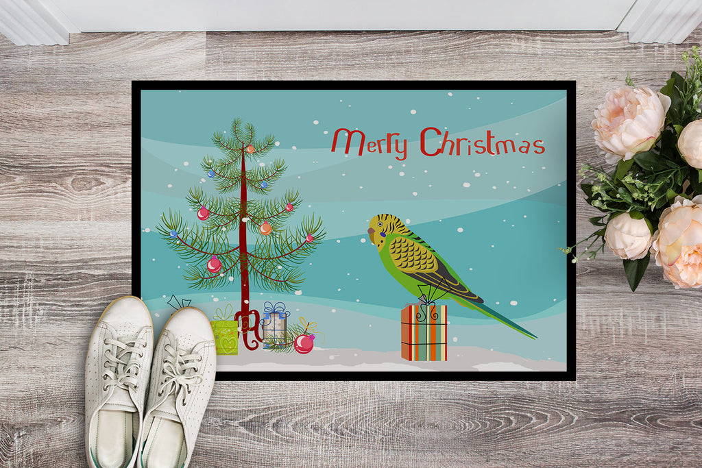 Budgerigar Merry Christmas Doormat Indoor Outdoor 24H X 36W Front Door Mat Rugs for Entryway, Non Slip Washable Low Pile,