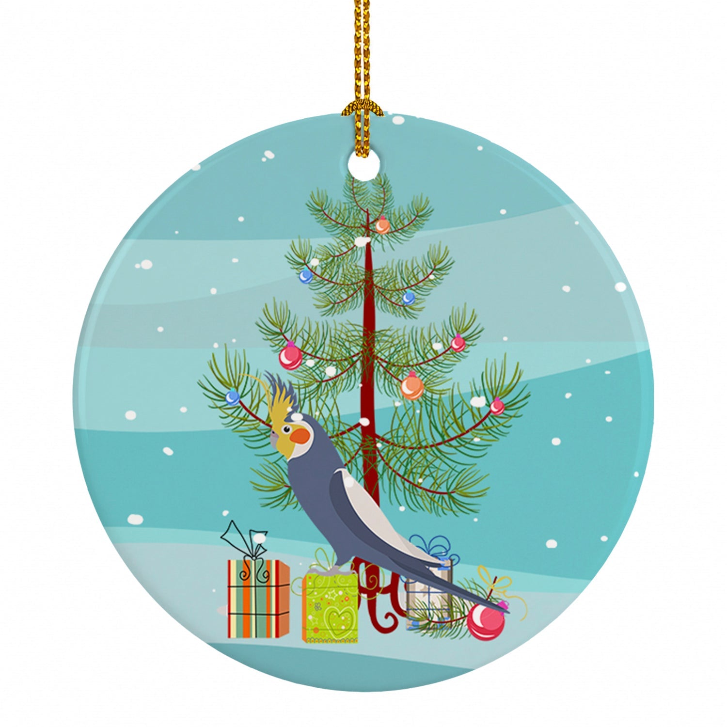 Cockatiel Merry Christmas Ceramic Ornament Christmas Tree Hanging Decorations for Home Christmas Holiday, Party, Gift, 3 in, Multicolor