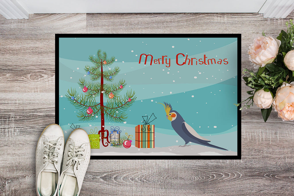Cockatiel Merry Christmas Doormat Indoor Outdoor 18H X 27W Front Door Mat Rugs for Entryway, Non Slip Washable