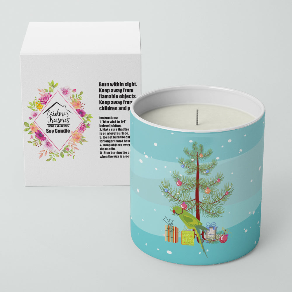 Ring-Necked Parakeet Merry Christmas Decorative Soy Candle Nature Soy Wax Essential Oil Home Decor Ideal for Bedroom Kitchen Bath Office Gift, 10 oz