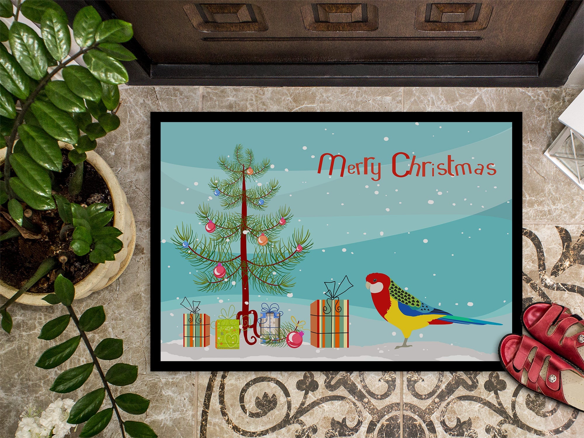 Rosella Merry Christmas Doormat Indoor Outdoor 24H X 36W Front Door Mat Rugs for Entryway, Non Slip Washable Low Pile,