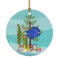 Delta Tail Betta Fish Merry Christmas Ceramic Ornament Christmas Tree Hanging Decorations for Home Christmas Holiday, Party, Gift, 3 in, Multicolor