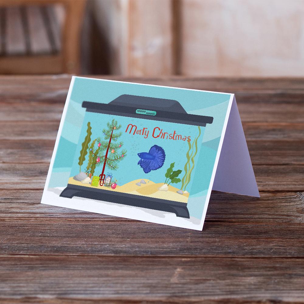 Delta Tail Betta Fish Merry Christmas Greeting Cards Pack of 8 Blank Cards with Envelopes Whimsical A7 Size 5x7