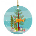 Bubble Eyed Goldfish Merry Christmas Ceramic Ornament Christmas Tree Hanging Decorations for Home Christmas Holiday, Party, Gift, 3 in, Multicolor