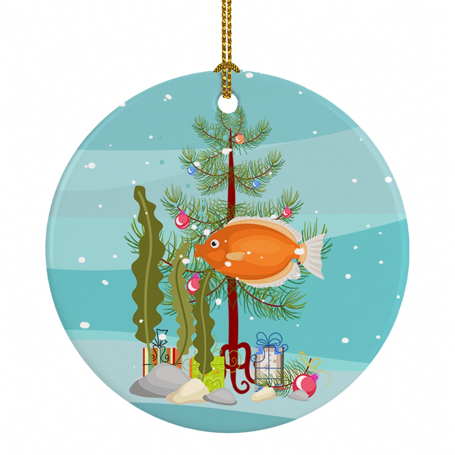 Kissing Gourami Merry Christmas Ceramic Ornament Christmas Tree Hanging Decorations for Home Christmas Holiday, Party, Gift, 3 in, Multicolor