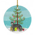 Tricolour Aegean Cat Christmas Ceramic Ornament Christmas Tree Hanging Decorations for Home Christmas Holiday, Party, Gift, 3 in, Multicolor