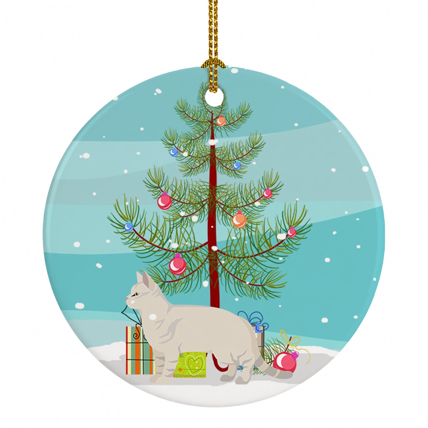 American Shorthair Cat Christmas Ceramic Ornament Christmas Tree Hanging Decorations for Home Christmas Holiday, Party, Gift, 3 in, Multicolor