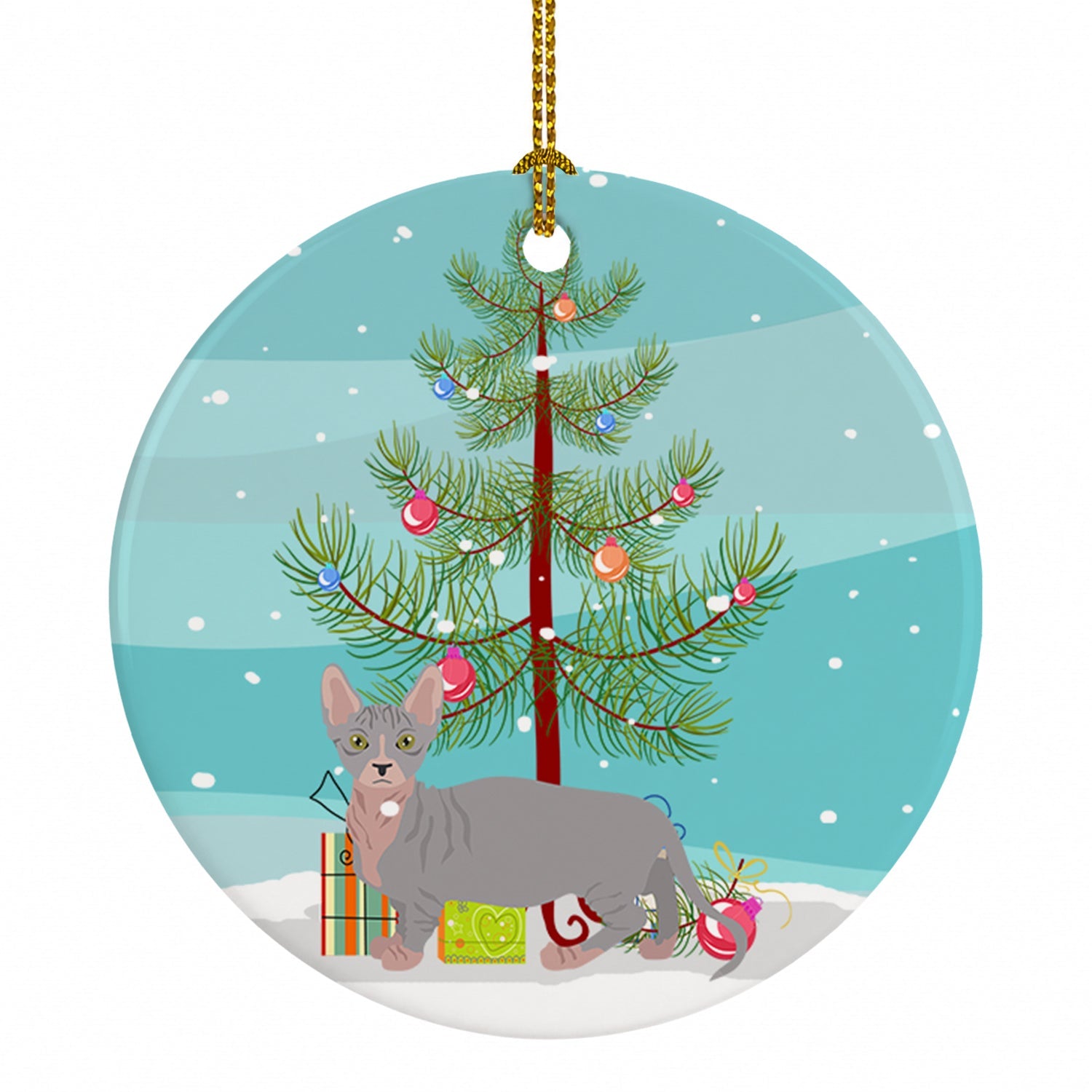 Bambino Cat Christmas Ceramic Ornament Christmas Tree Hanging Decorations for Home Christmas Holiday, Party, Gift, 3 in, Multicolor