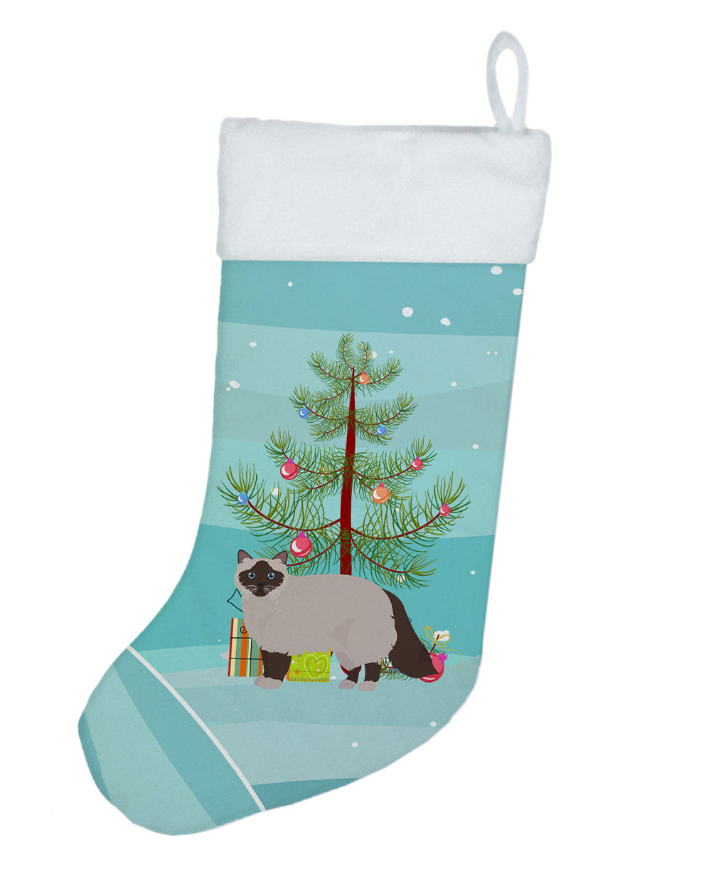 Birman Cat Christmas Holiday Stocking Double-Sided Print, Polyester Suede,11x18, Made in USA