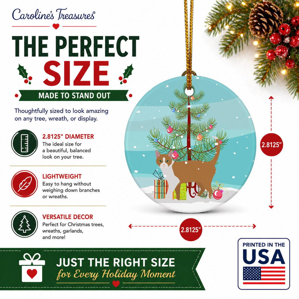 Brazilian Shorthair Cat Christmas Ceramic Ornament Christmas Tree Hanging Decorations for Home Christmas Holiday, Party, Gift, 3 in, Multicolor