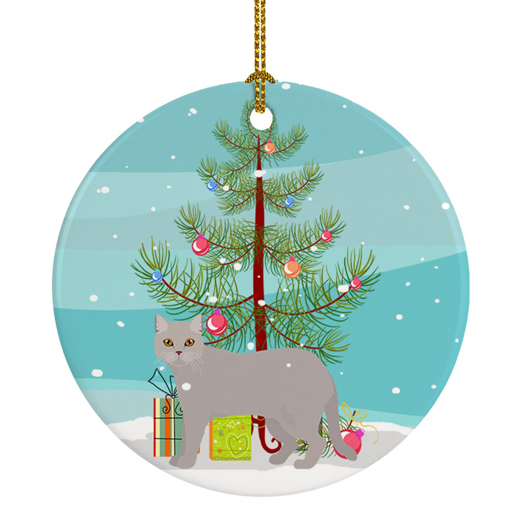 British Semi Longhair Cat Christmas Ceramic Ornament Christmas Tree Hanging Decorations for Home Christmas Holiday, Party, Gift, 3 in, Multicolor
