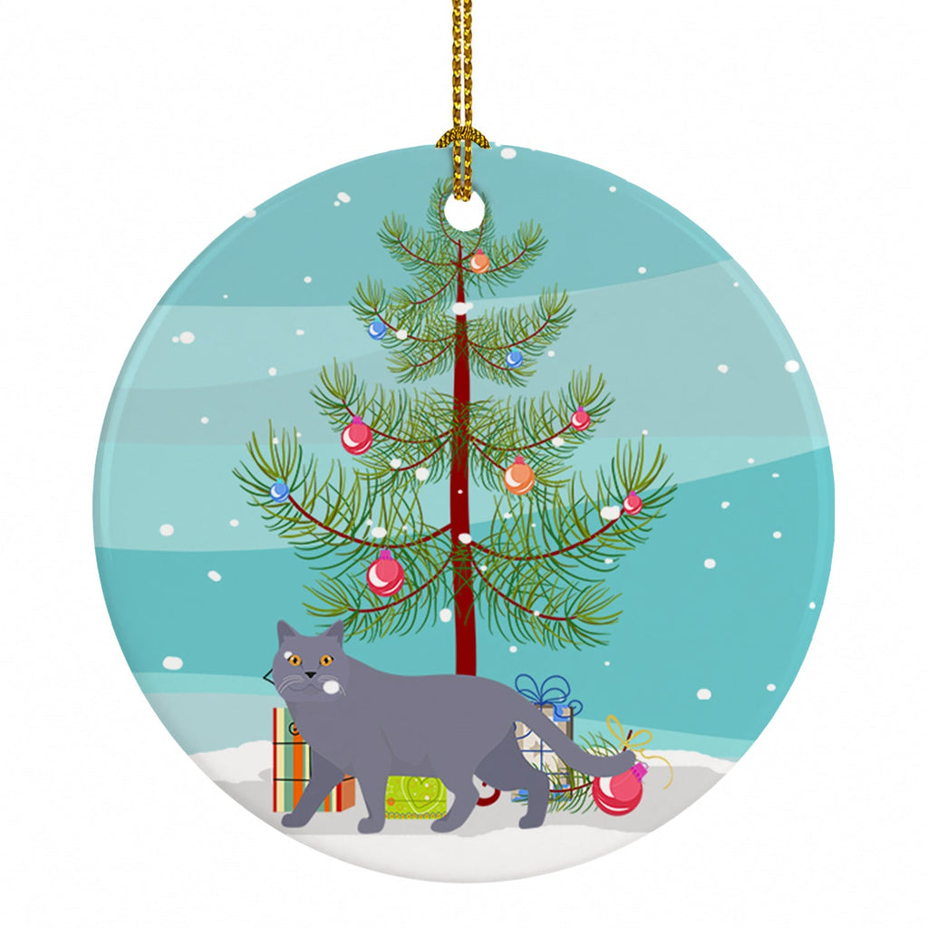 British Shorthair Cat Christmas Ceramic Ornament Christmas Tree Hanging Decorations for Home Christmas Holiday, Party, Gift, 3 in, Multicolor