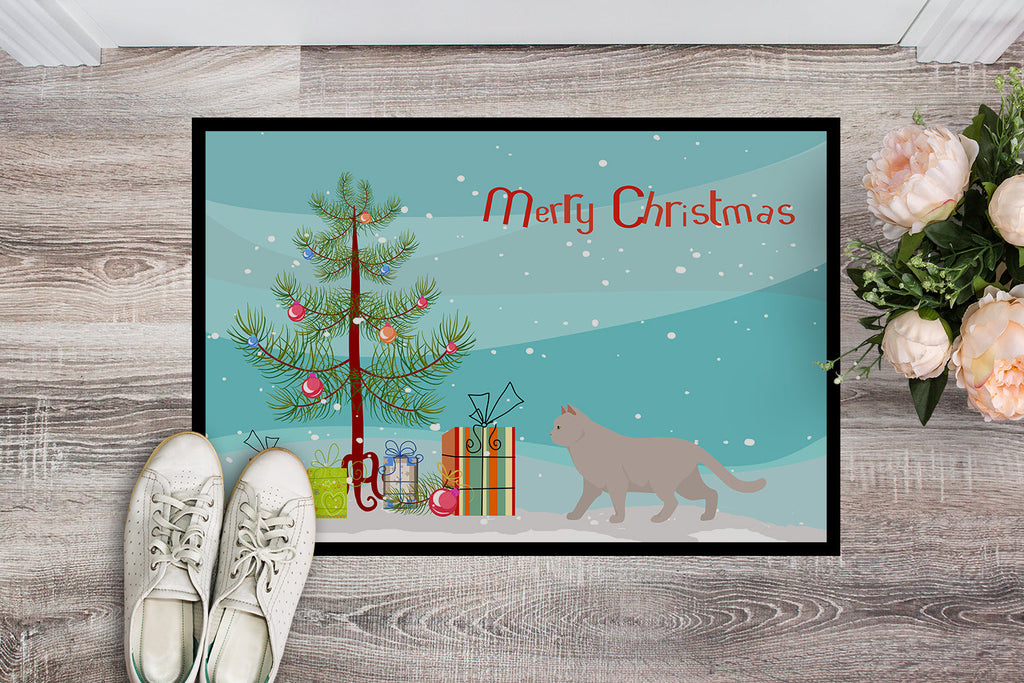 British Shorthair Cat Christmas Doormat Indoor Outdoor 18H X 27W Front Door Mat Rugs for Entryway, Non Slip Washable