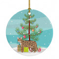 California Spangled Cat Christmas Ceramic Ornament Christmas Tree Hanging Decorations for Home Christmas Holiday, Party, Gift, 3 in, Multicolor