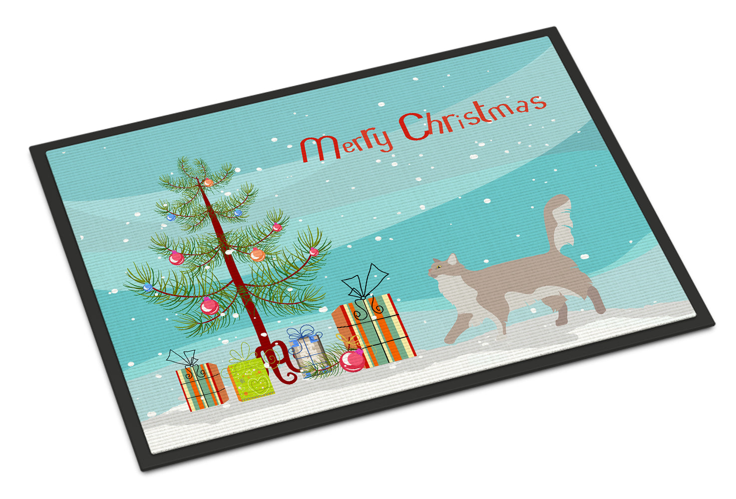 Chantilly Tiffany Cat Christmas Doormat Indoor Outdoor 18H X 27W Front Door Mat Rugs for Entryway, Non Slip Washable