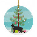 Chausie Black Cat Christmas Ceramic Ornament Christmas Tree Hanging Decorations for Home Christmas Holiday, Party, Gift, 3 in, Multicolor