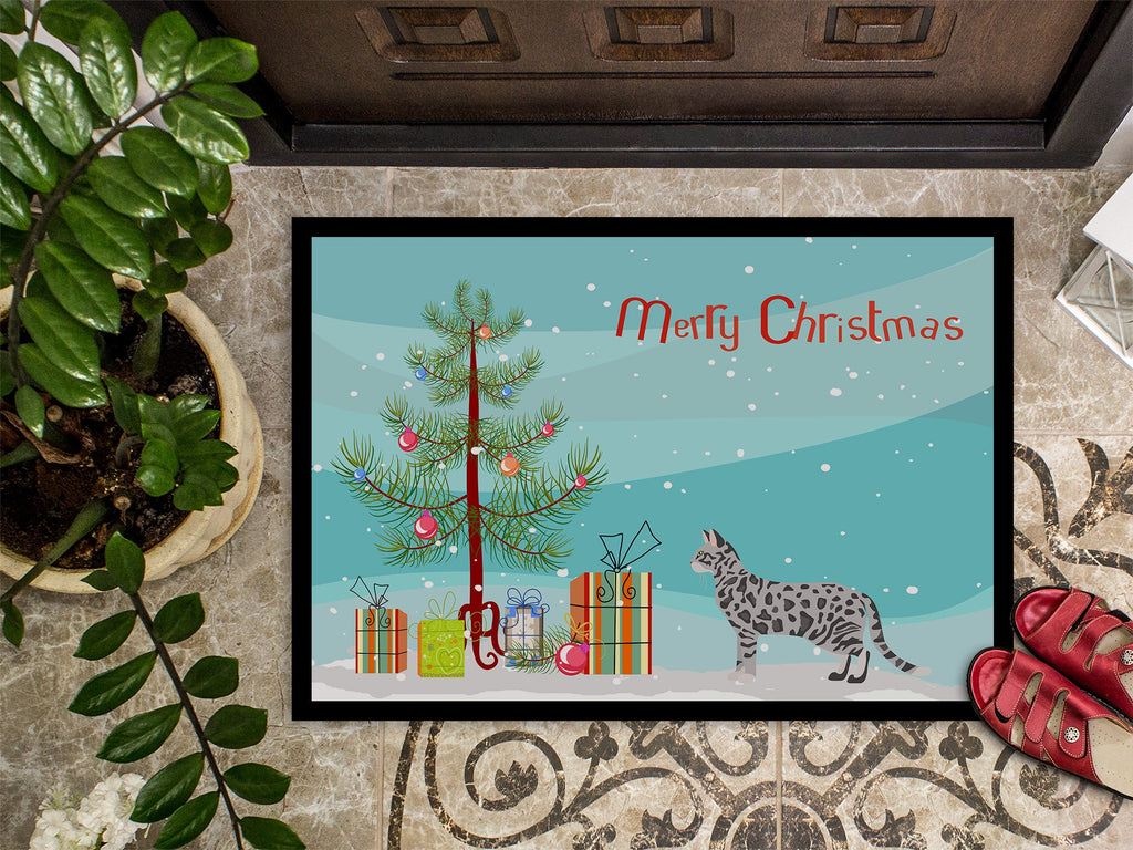 Cheetoh Cat Christmas Doormat Indoor Outdoor 18H X 27W Front Door Mat Rugs for Entryway, Non Slip Washable