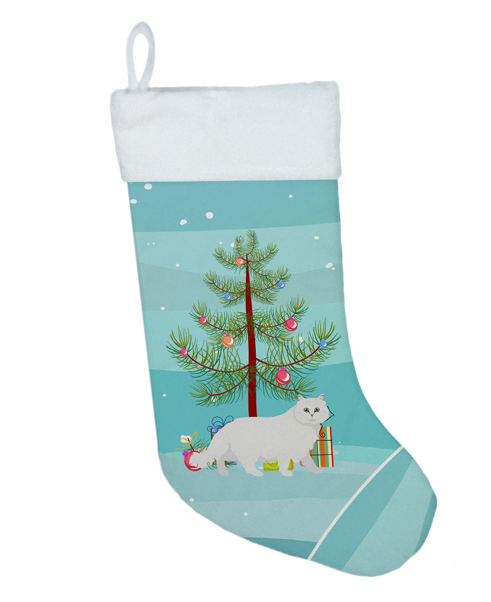 Chinchilla Persian Longhair Cat Christmas Holiday Stocking Double-Sided Print, Polyester Suede,11x18, Made in USA