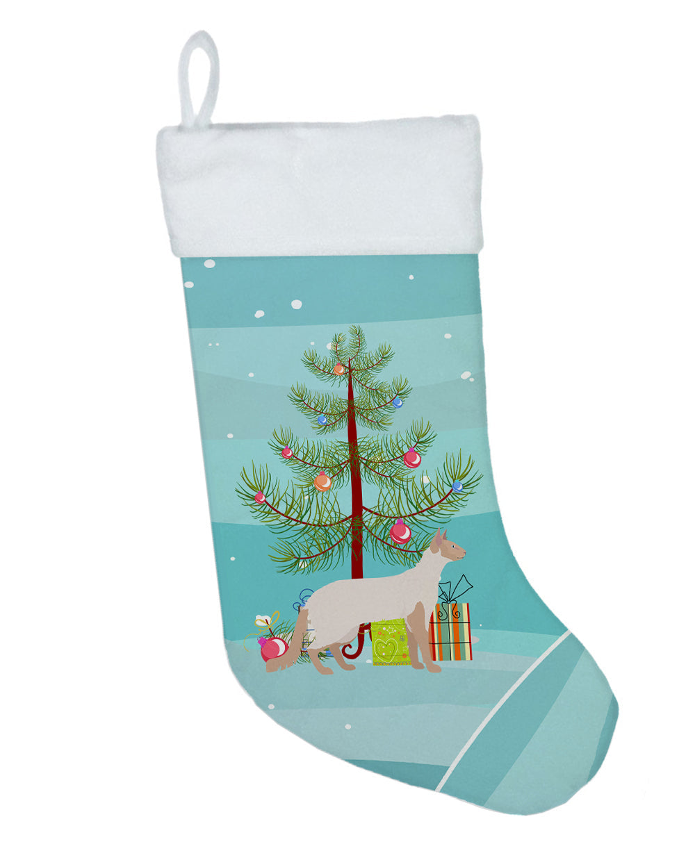 Colorpoint Longhair Cat Christmas Holiday Stocking Double-Sided Print, Polyester Suede,11x18, Made in USA