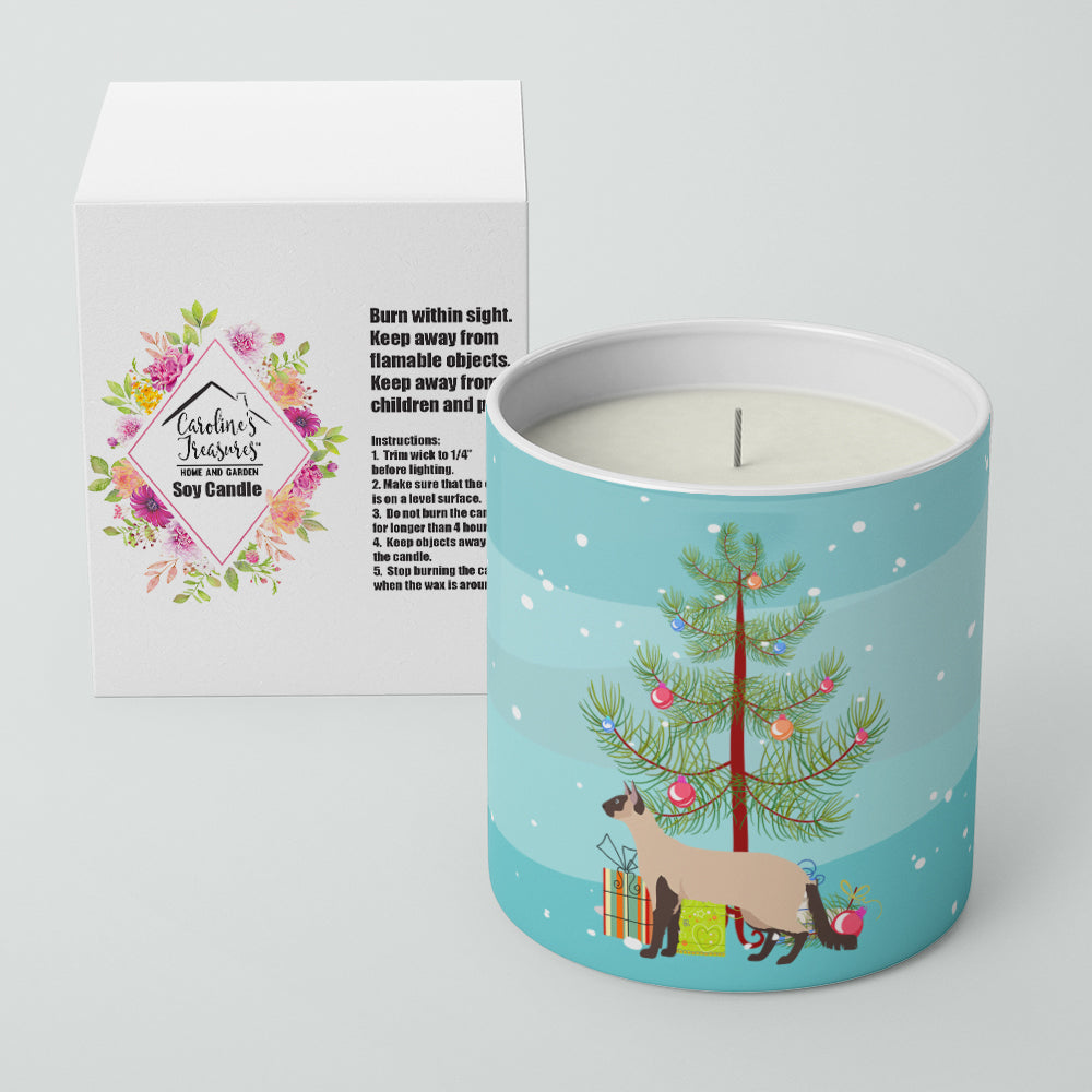 Colorpoint Longhair Cat Christmas Decorative Soy Candle Nature Soy Wax Essential Oil Home Decor Ideal for Bedroom Kitchen Bath Office Gift, 10 oz