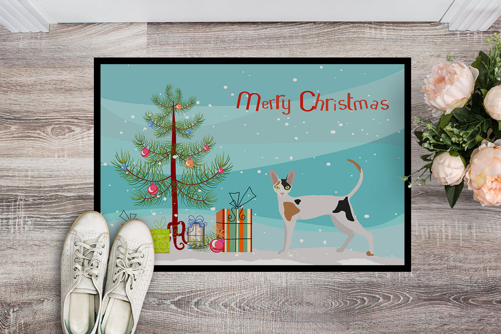 Cornish Rex Cat Christmas Doormat Indoor Outdoor 18H X 27W Front Door Mat Rugs for Entryway, Non Slip Washable