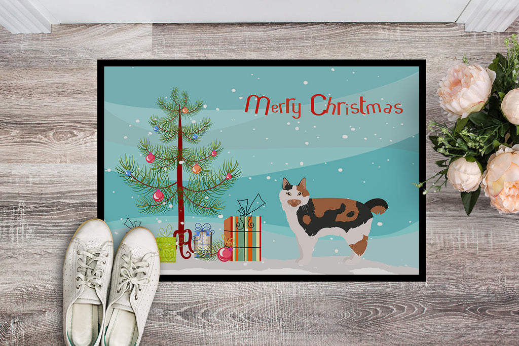 Cymric Cat Christmas Doormat Indoor Outdoor 24H X 36W Front Door Mat Rugs for Entryway, Non Slip Washable Low Pile,