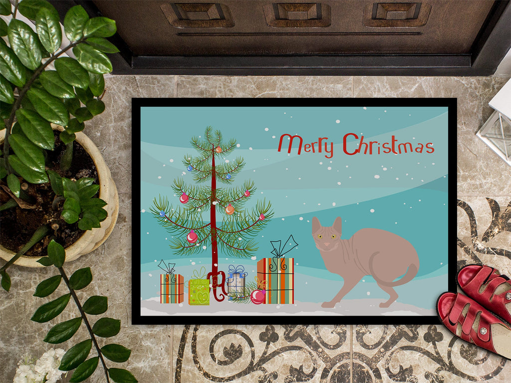 Don Sphynx Cat Christmas Doormat Indoor Outdoor 24H X 36W Front Door Mat Rugs for Entryway, Non Slip Washable Low Pile,