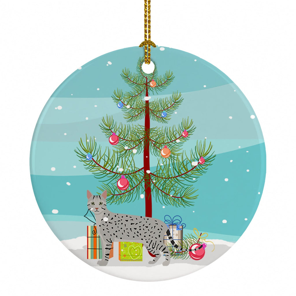 Egyptian Mau Cat Christmas Ceramic Ornament Christmas Tree Hanging Decorations for Home Christmas Holiday, Party, Gift, 3 in, Multicolor