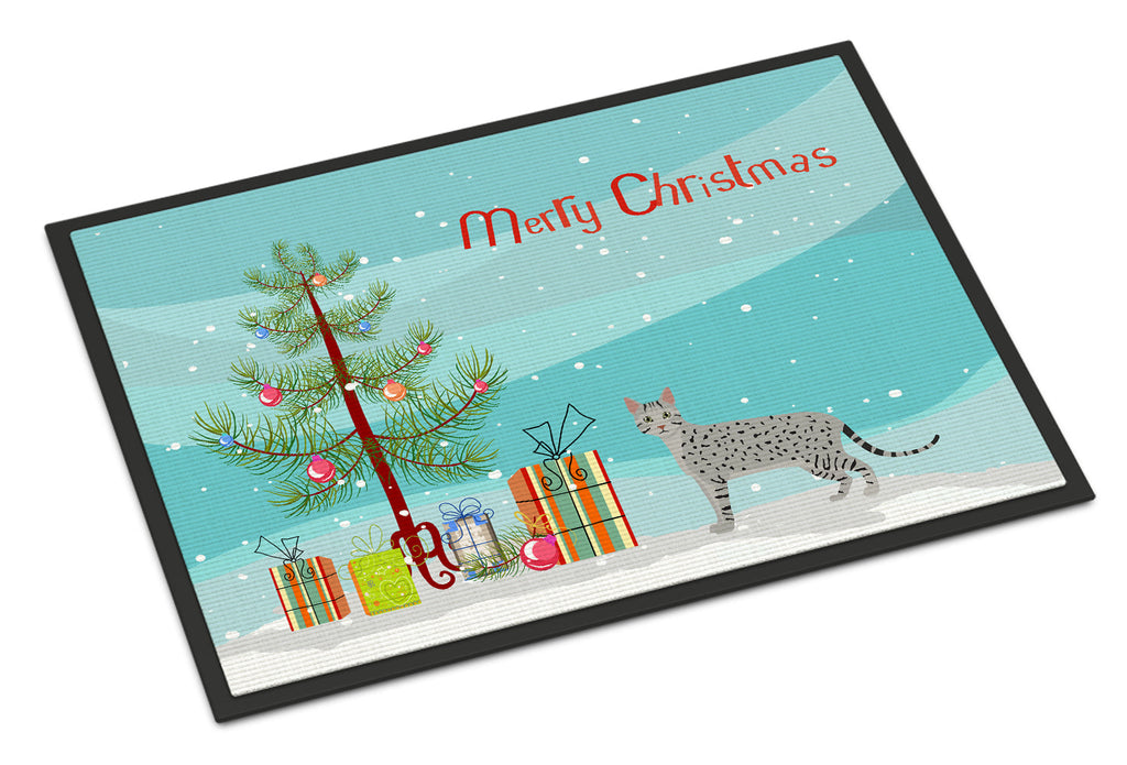 Egyptian Mau Cat Christmas Doormat Indoor Outdoor 18H X 27W Front Door Mat Rugs for Entryway, Non Slip Washable