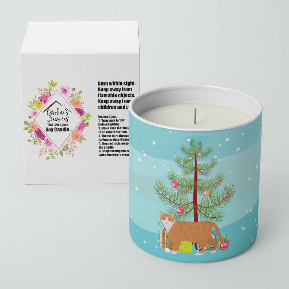 European Shorthair Cat Christmas Decorative Soy Candle Nature Soy Wax Essential Oil Home Decor Ideal for Bedroom Kitchen Bath Office Gift, 10 oz
