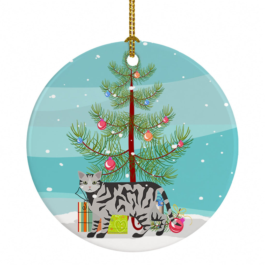 European Shorthair Cat Christmas Ceramic Ornament Christmas Tree Hanging Decorations for Home Christmas Holiday, Party, Gift, 3 in, Multicolor