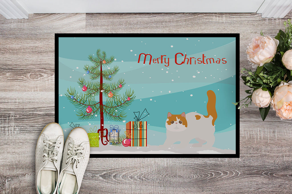 Exotic Shorthair Cat Christmas Doormat Indoor Outdoor 24H X 36W Front Door Mat Rugs for Entryway, Non Slip Washable Low Pile,