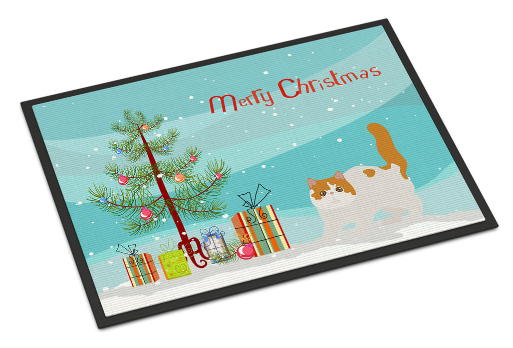 Exotic Shorthair Cat Christmas Doormat Indoor Outdoor 18H X 27W Front Door Mat Rugs for Entryway, Non Slip Washable
