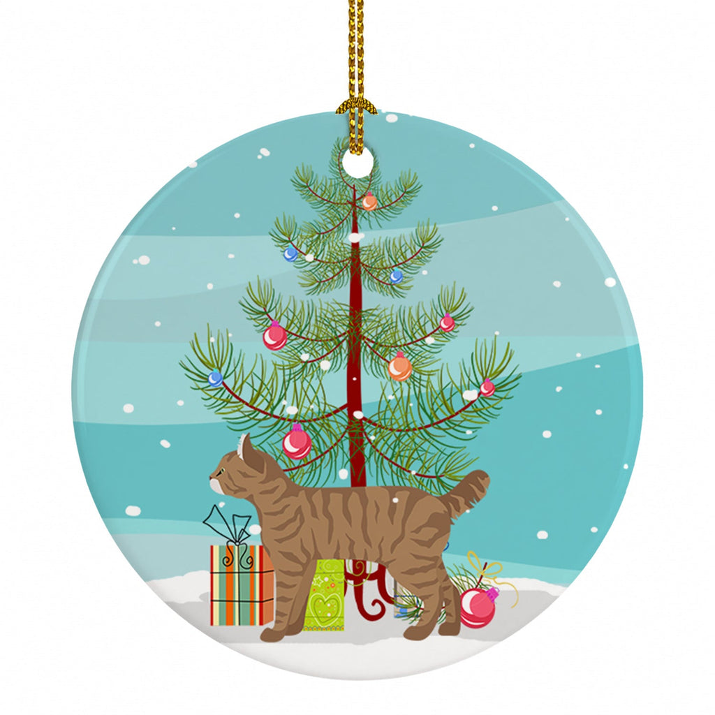 Highlander Lynx Cat Christmas Ceramic Ornament Christmas Tree Hanging Decorations for Home Christmas Holiday, Party, Gift, 3 in, Multicolor