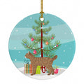 Highlander Lynx Cat Christmas Ceramic Ornament Christmas Tree Hanging Decorations for Home Christmas Holiday, Party, Gift, 3 in, Multicolor