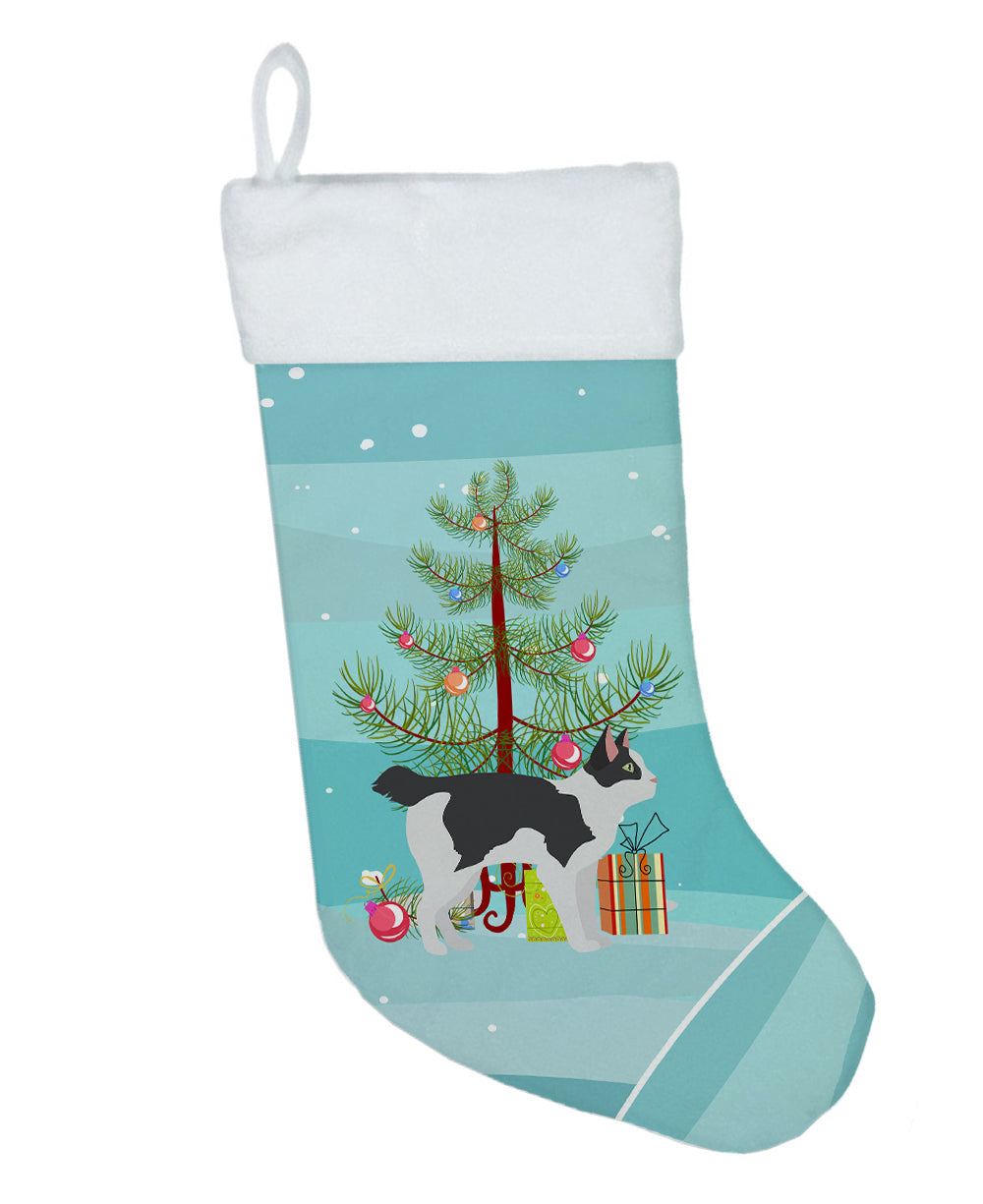 Japanese Bobtail Cat Christmas Holiday Stocking Double-Sided Print, Polyester Suede,11x18, Made in USA