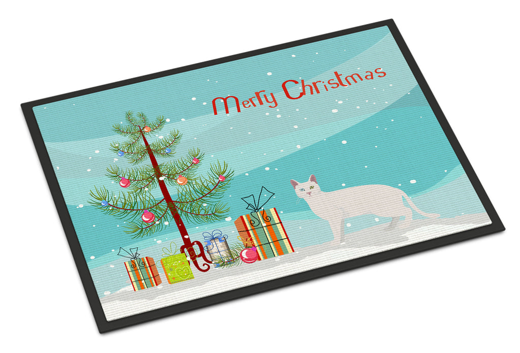Khao Manee Cat Christmas Doormat Indoor Outdoor 18H X 27W Front Door Mat Rugs for Entryway, Non Slip Washable