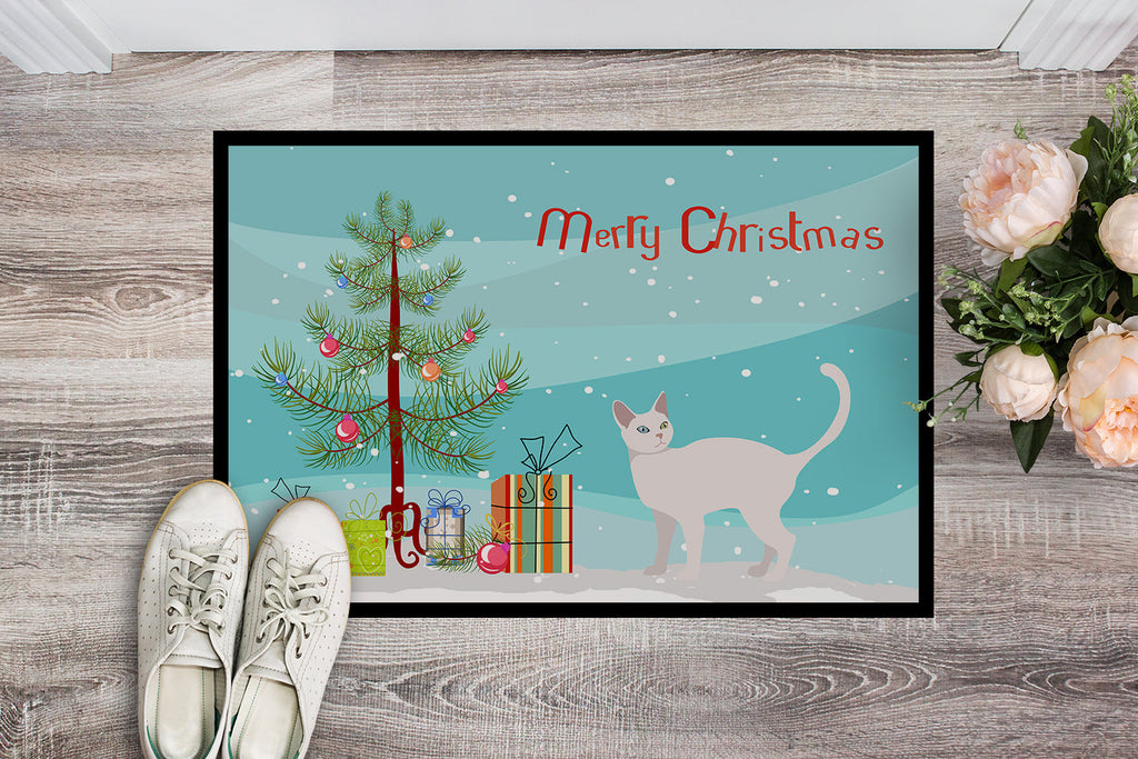 Khao Manee Cat Christmas Doormat Indoor Outdoor 18H X 27W Front Door Mat Rugs for Entryway, Non Slip Washable