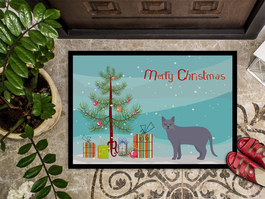 Korat Cat Christmas Doormat Indoor Outdoor 24H X 36W Front Door Mat Rugs for Entryway, Non Slip Washable Low Pile,