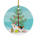 Korean Bobtail Cat Christmas Ceramic Ornament Christmas Tree Hanging Decorations for Home Christmas Holiday, Party, Gift, 3 in, Multicolor