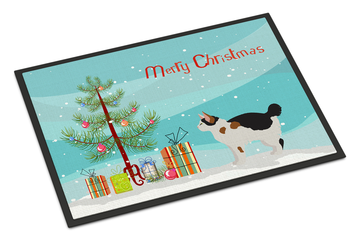 Manx Cat Christmas Doormat Indoor Outdoor 18H X 27W Front Door Mat Rugs for Entryway, Non Slip Washable