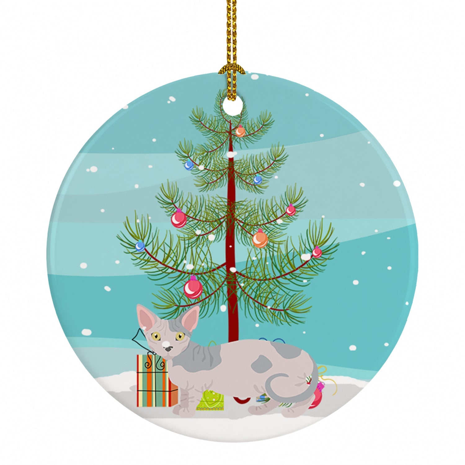 Minskin Cat Christmas Ceramic Ornament Christmas Tree Hanging Decorations for Home Christmas Holiday, Party, Gift, 3 in, Multicolor