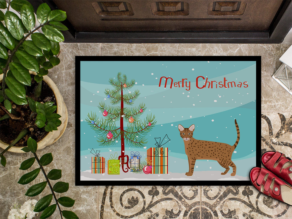 Ocicat Cat Christmas Doormat Indoor Outdoor 18H X 27W Front Door Mat Rugs for Entryway, Non Slip Washable