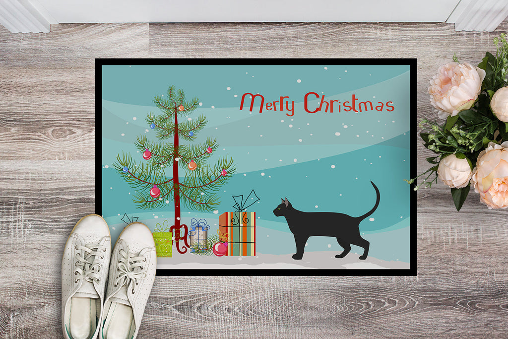 Pantherette Cat Christmas Doormat Indoor Outdoor 18H X 27W Front Door Mat Rugs for Entryway, Non Slip Washable