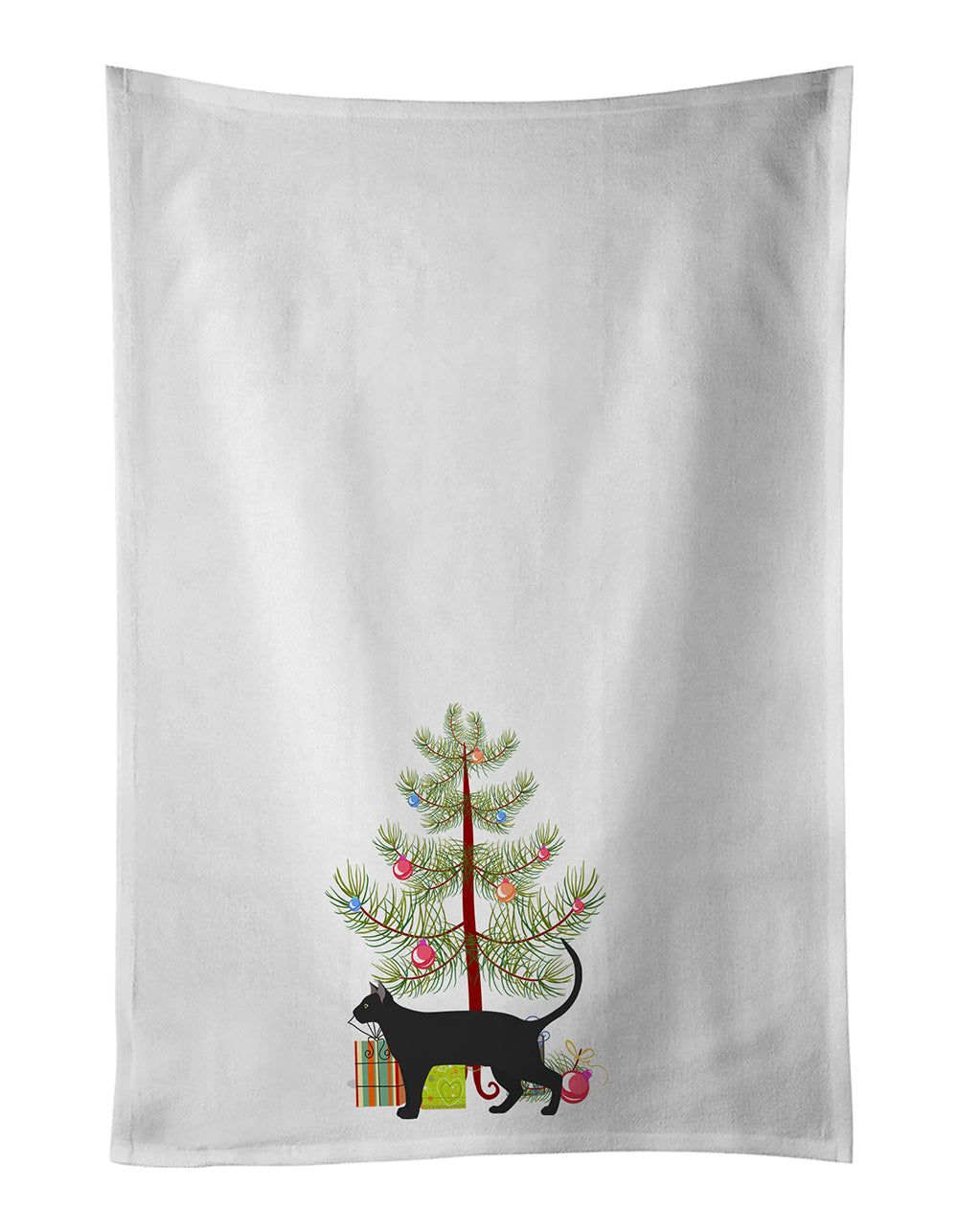 Pantherette Cat Christmas Kitchen Towel Set of 2 White Dish Towels Decorative Bathroom Hand towel for Hand, Face, Hair, Yoga, Tea, Dishcloth, 19 X 28", White