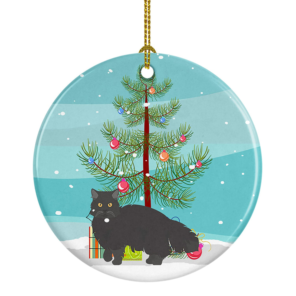 Black Persian Traditional Cat Christmas Ceramic Ornament Christmas Tree Hanging Decorations for Home Christmas Holiday, Party, Gift, 3 in, Multicolor