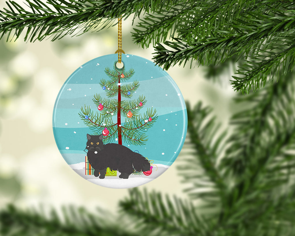 Black Persian Traditional Cat Christmas Ceramic Ornament Christmas Tree Hanging Decorations for Home Christmas Holiday, Party, Gift, 3 in, Multicolor
